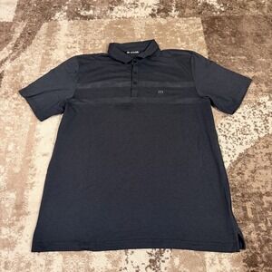 Travis Mathew Polo Shirt Men's XL Thunder Roll Striped Black Golf Short Sleeve